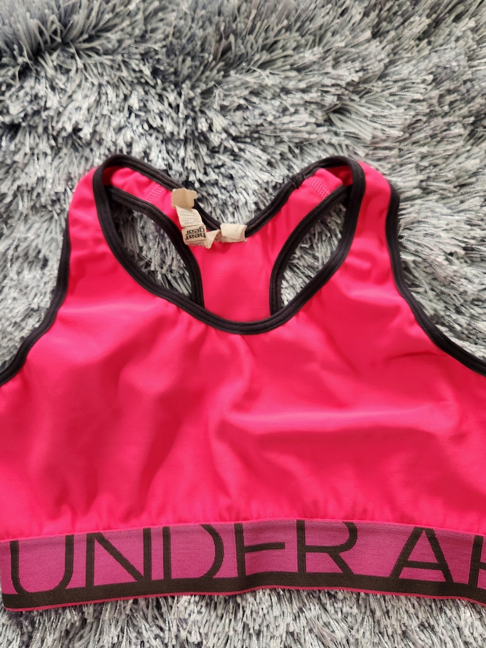 Under Armour Barbiecore Pink Racerback Logo Sports Bra